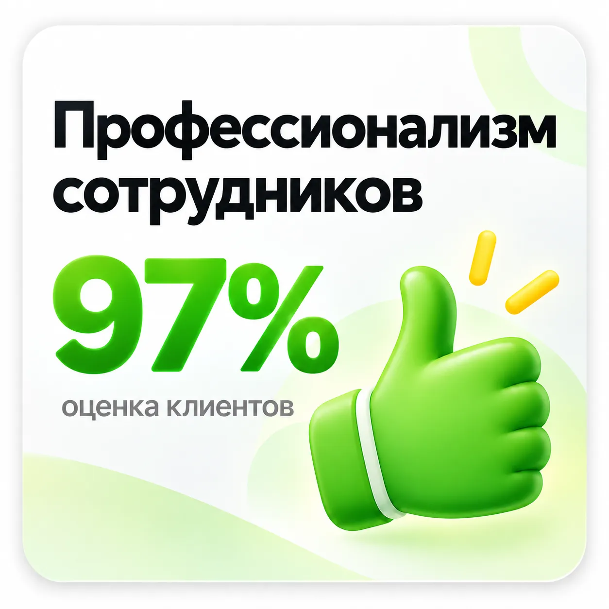 Профессионализм сотрудников — 97 процентов