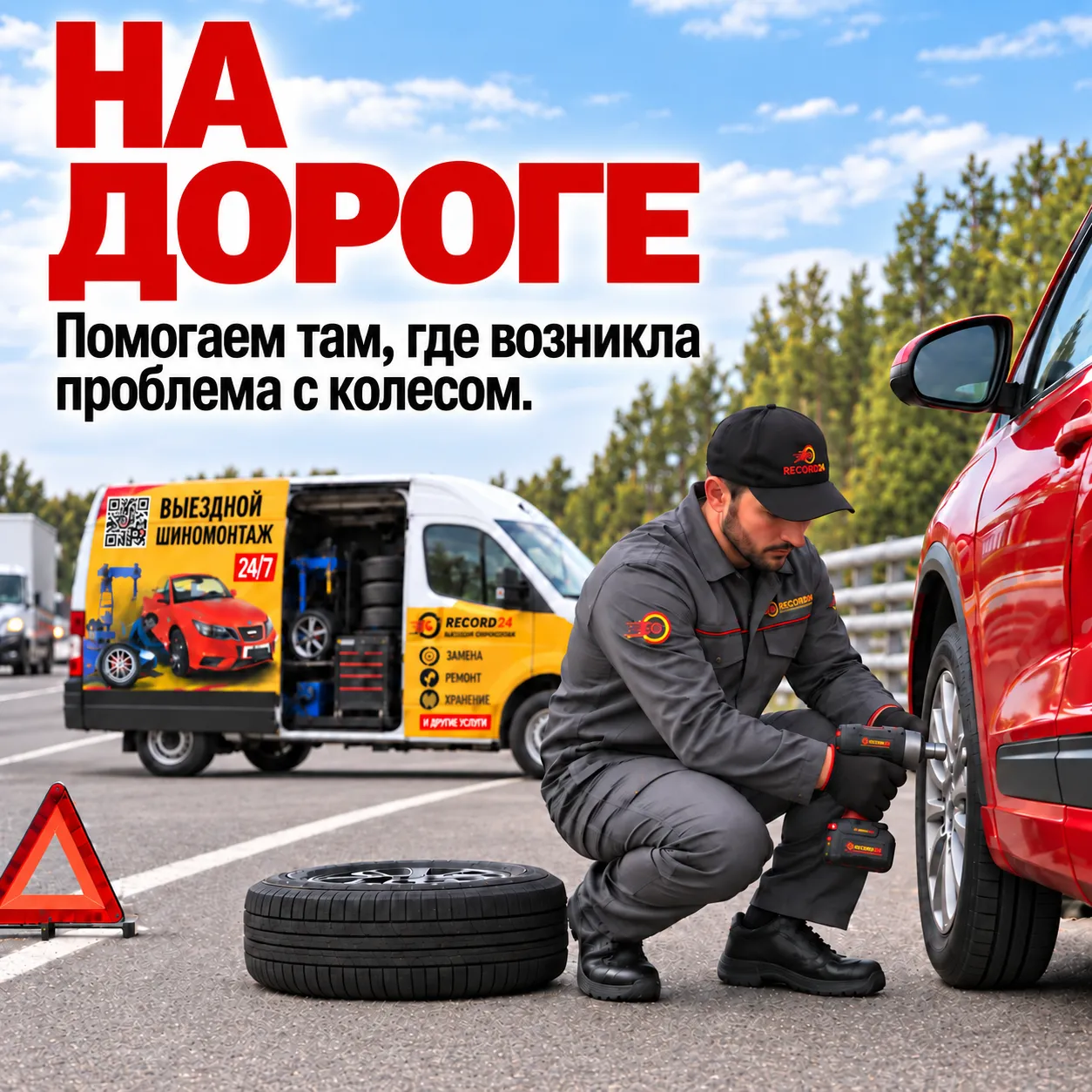 Выездной шиномонтаж на дороге